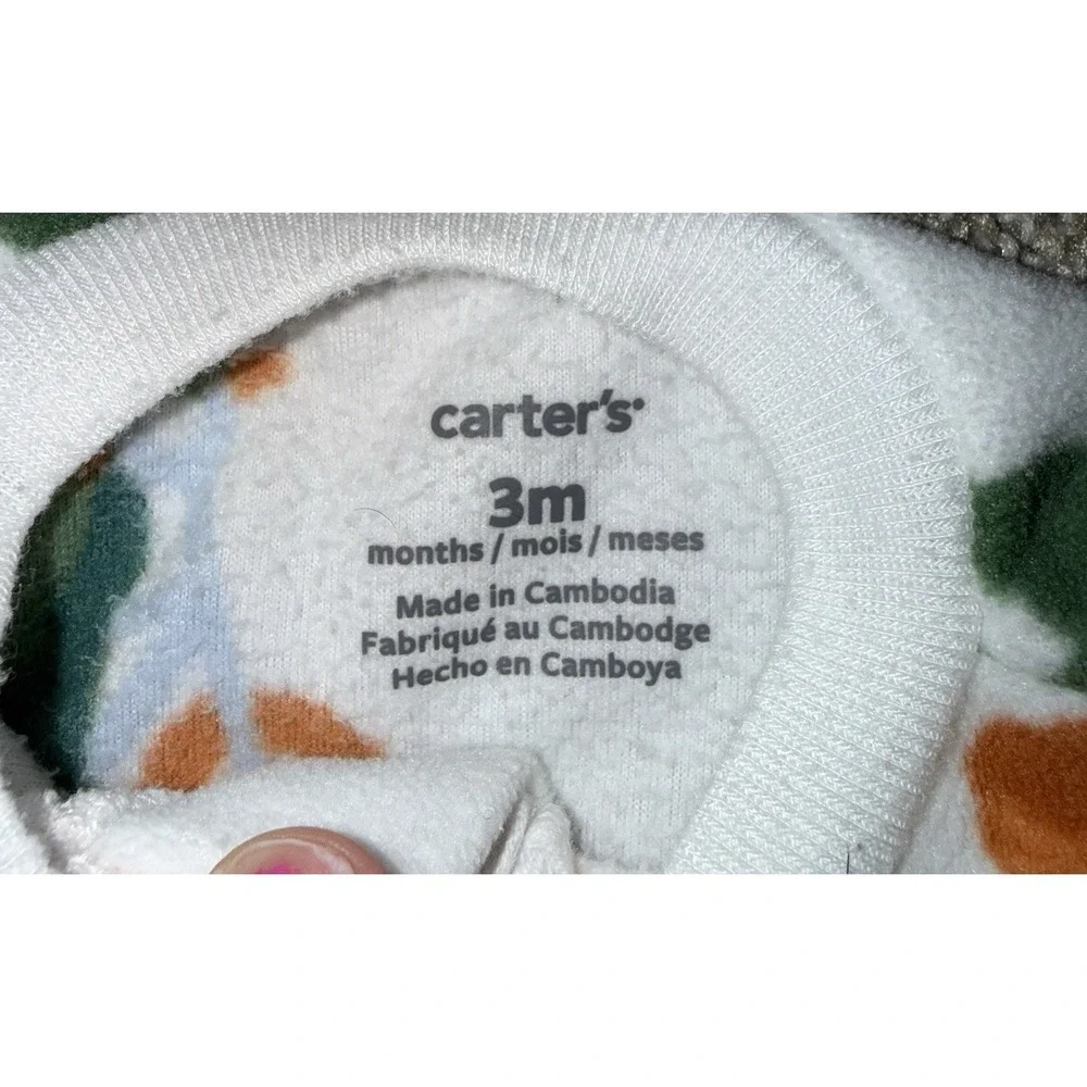 Lot Of 5 Carter's Baby Boy Sleepers Fleece Footed Pajamas 2-NB, (1) 0-3, (2) 3M