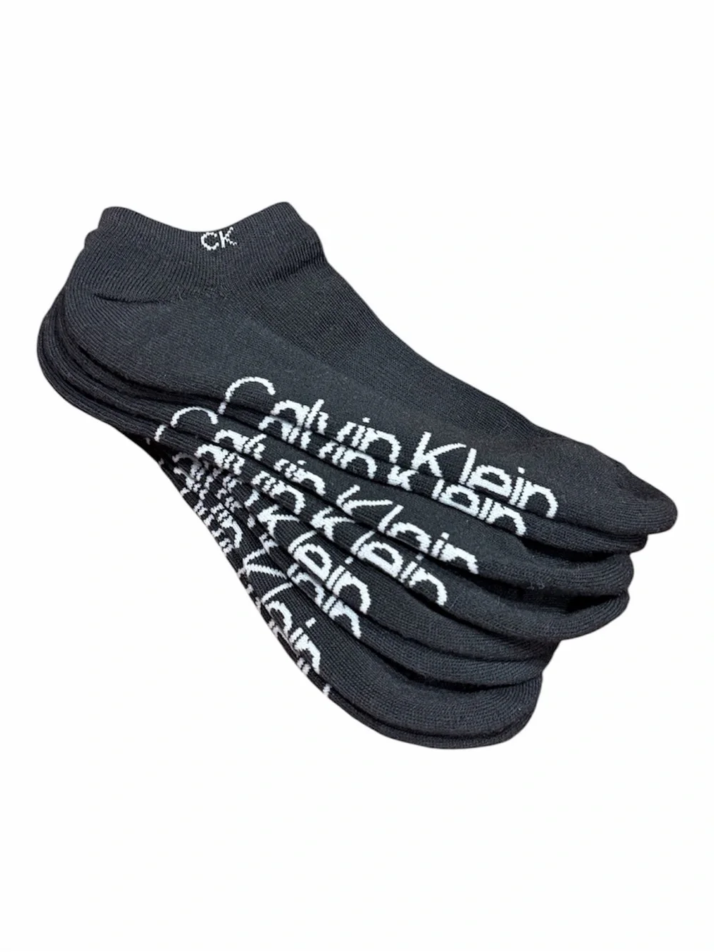 Calvin Klein Black Low-Cut No-Show Socks with White Logo - 4 Pack, men’s