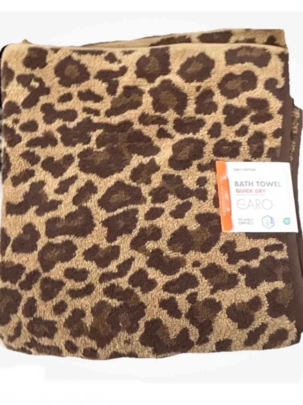 Caro Quick Dry Brown Animal Print Bath Towels Set of 2