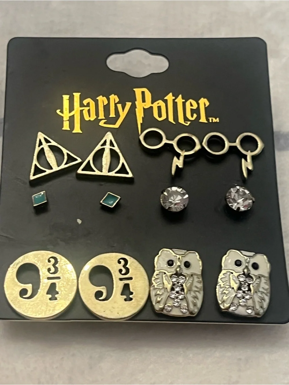 Warner Bros. Harry Potter Kids Earring Set - Gold, Silver, Black & Teal Accents