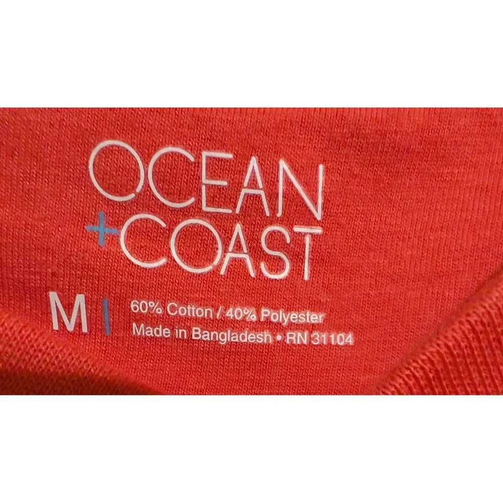 Ocean Coast Mens‎ Graphic T-Shirt American Flag Bass Fishing Red Medium