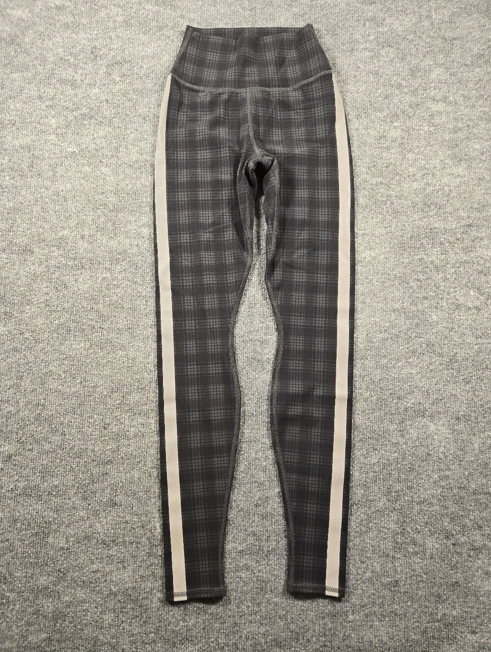 Alo Yoga Vapor High Waisted Plaid Leggings Gray Checked Athletic Yoga Pants XXS