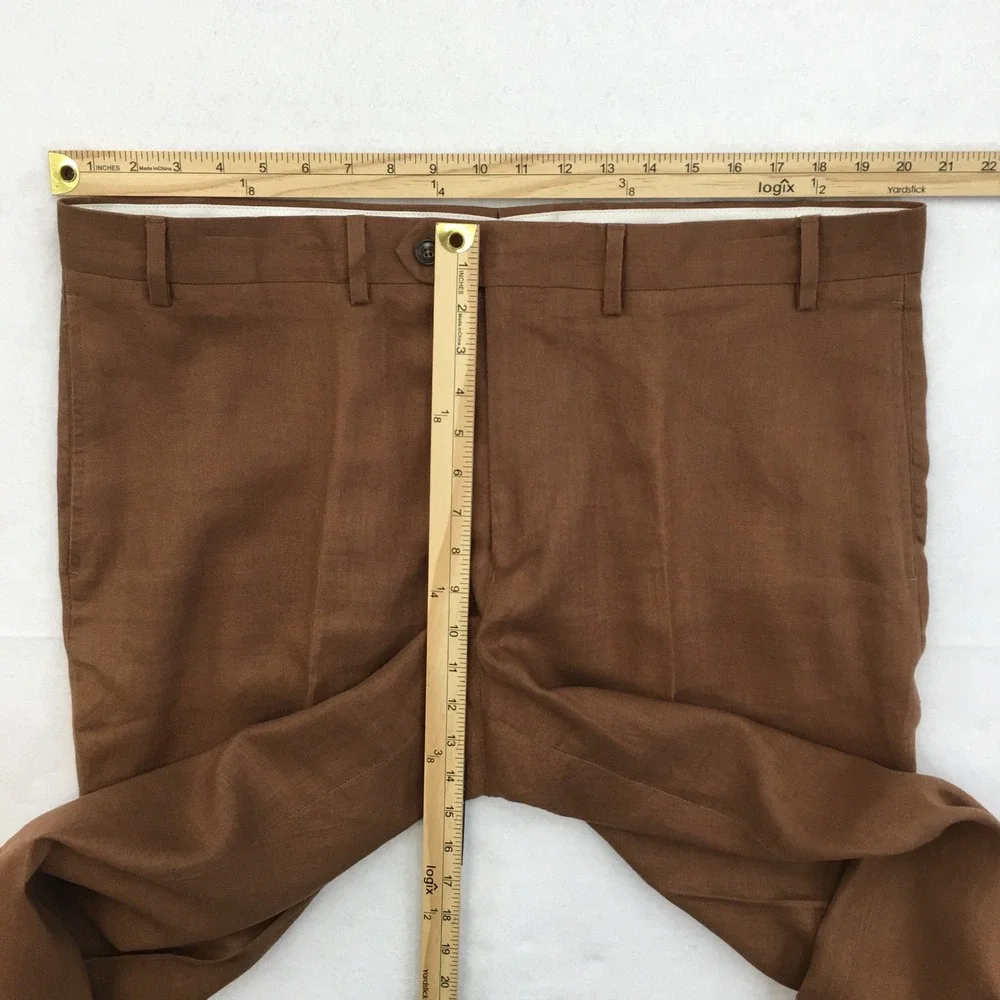 Paul Fredrick Mens 100% Linen Flat Front Dress Pants Size 40 Business Casual