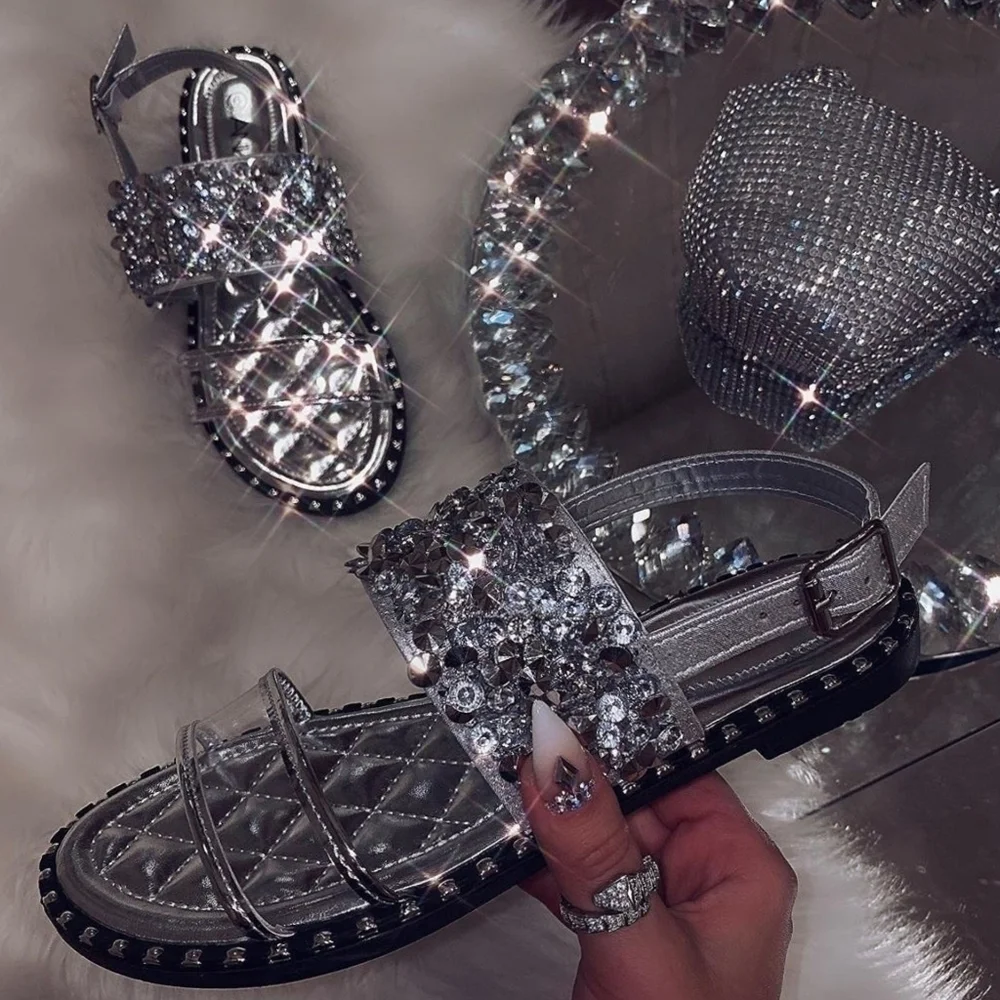 Silver Embellished Women's Sandals