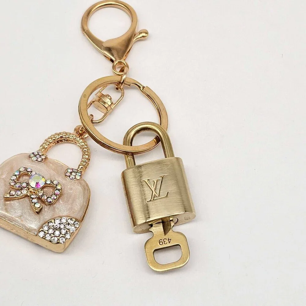 Louis Vuitton Authentic Gold Padlock 🔒 Key + Unbranded Keychain Bag Charm