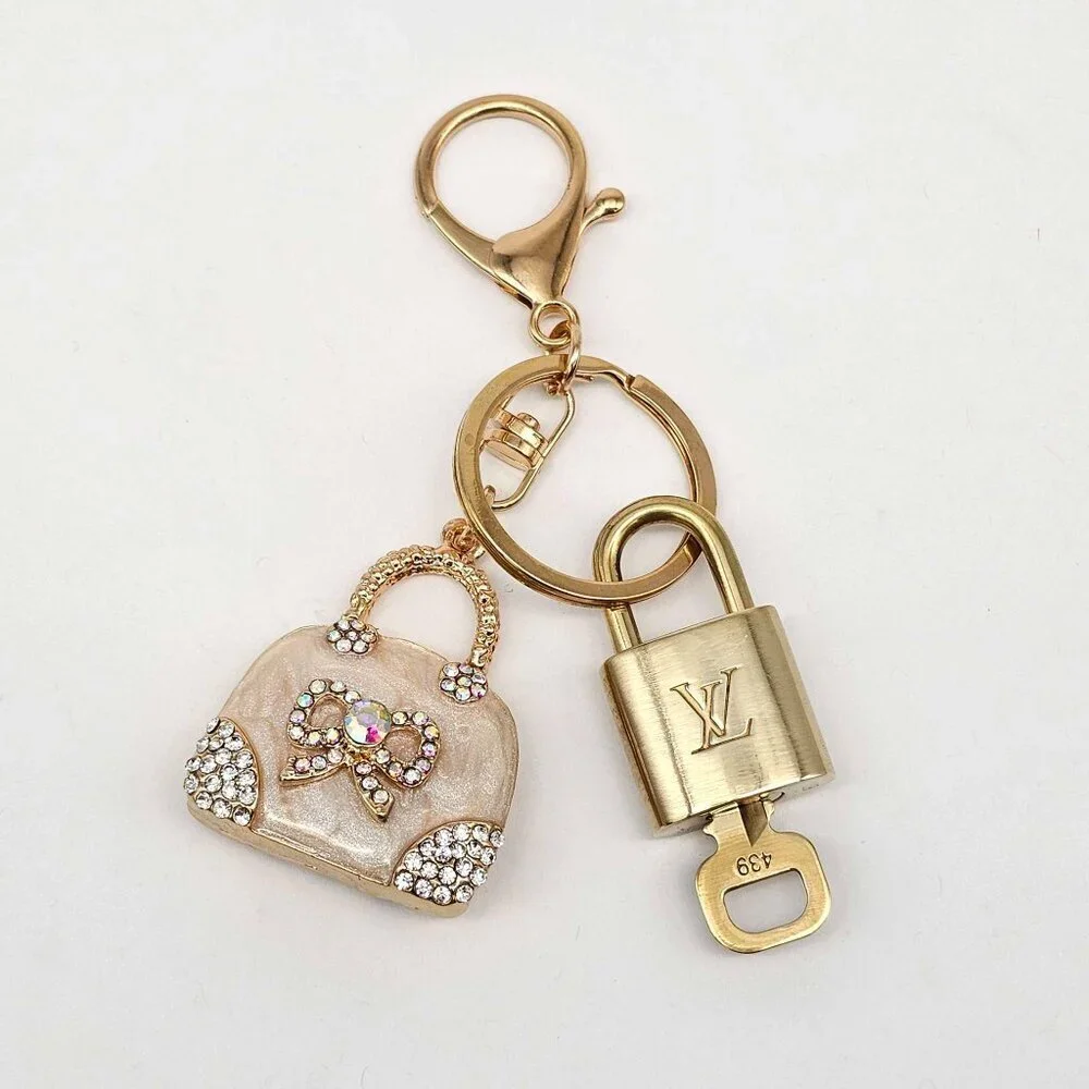 Louis Vuitton Authentic Gold Padlock 🔒 Key + Unbranded Keychain Bag Charm