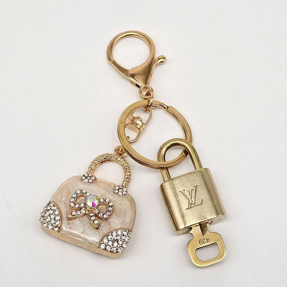 Louis Vuitton Authentic Gold Padlock 🔒 Key + Unbranded Keychain Bag Charm