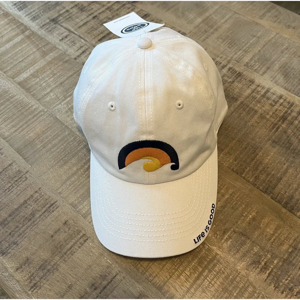 LIFE‎ IS GOOD Unisex Youth Hat Sunshine And Waves White Adjustable  Closure