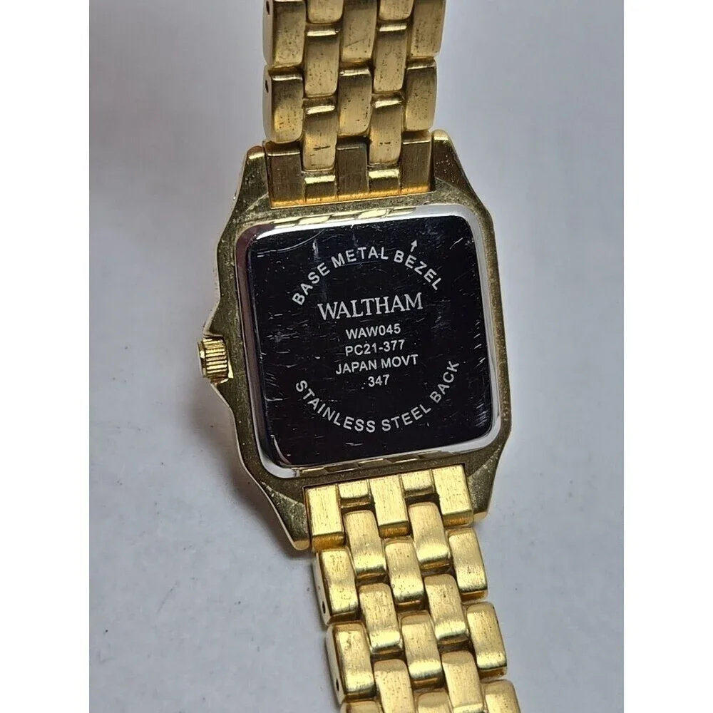 Waltham WAW045 Gold Tone Square Quartz Womens Watch New Battery Size Small