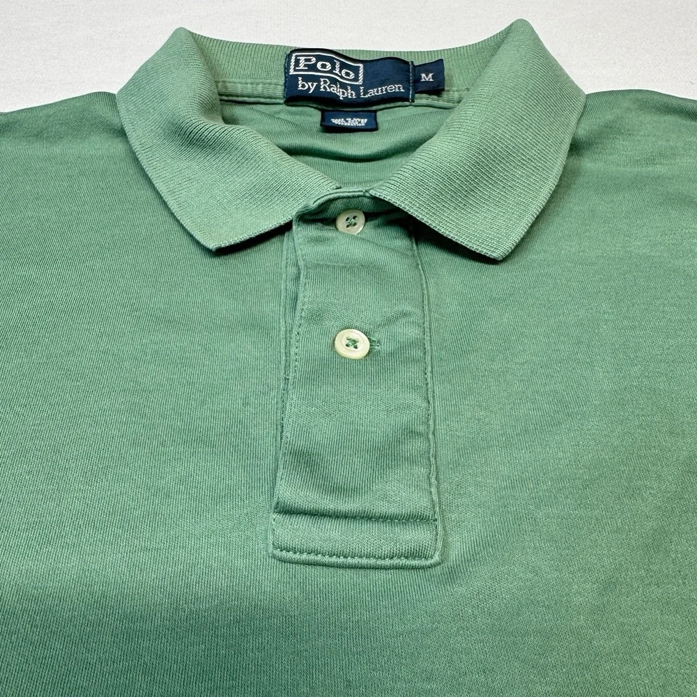 Polo Ralph Lauren Shirt‎ Mens M Medium Light Green 100% Cotton Pink Pony