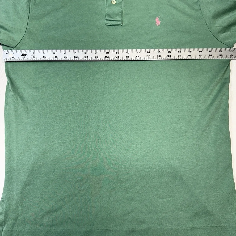 Polo Ralph Lauren Shirt‎ Mens M Medium Light Green 100% Cotton Pink Pony