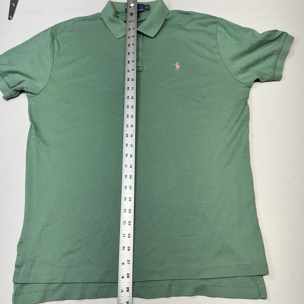 Polo Ralph Lauren Shirt‎ Mens M Medium Light Green 100% Cotton Pink Pony