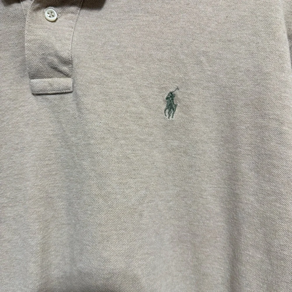 Polo Ralph Lauren Beige Tan Cotton Long Sleeve Polo Shirt
