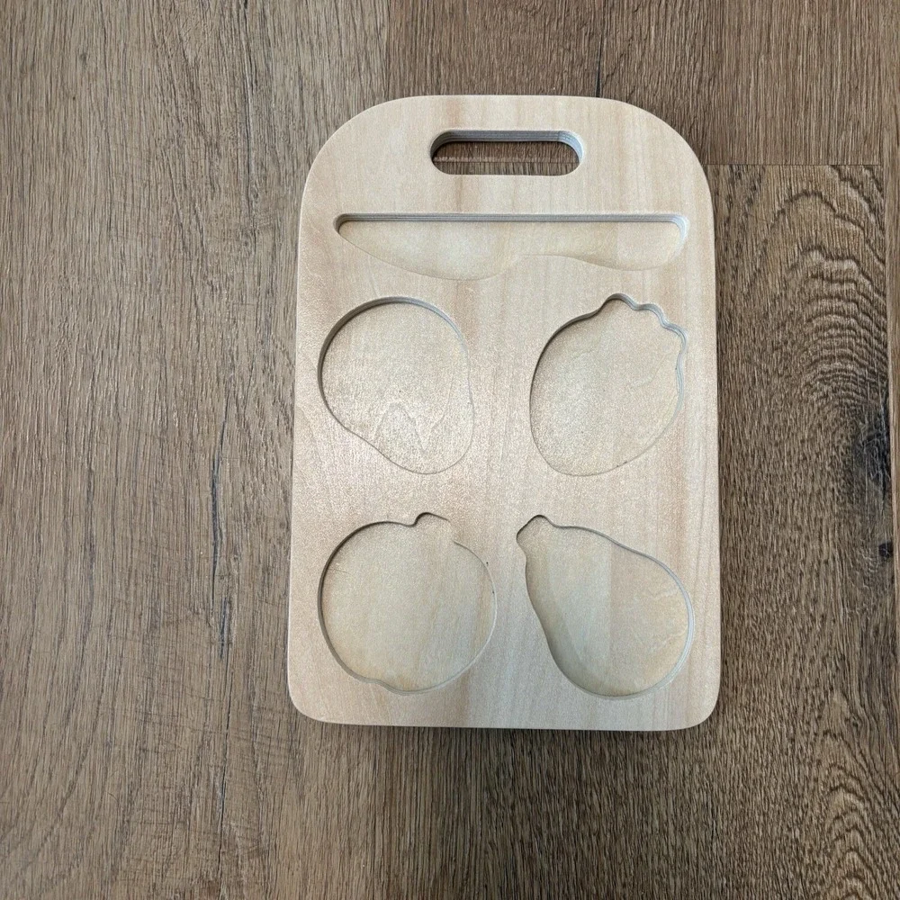 Montessori Wood Toy:‎ Chopping Fruit & Puzzle with Cutting Board. Skill Building