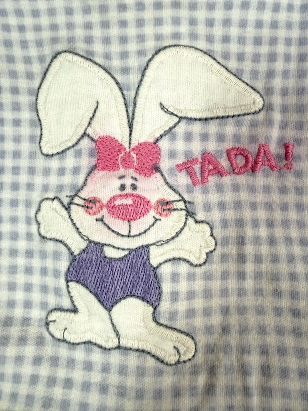VINTAGE CARTERS Baby Girl 90s 12M Gingham Bunny Romper Eyelet‎ Lace Cottagecore