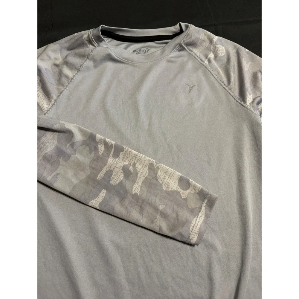 Old‎ Navy Active Kids XL 14-16 Go-Dry Camo Raglan Long Sleeve Shirt Grey Bedrock