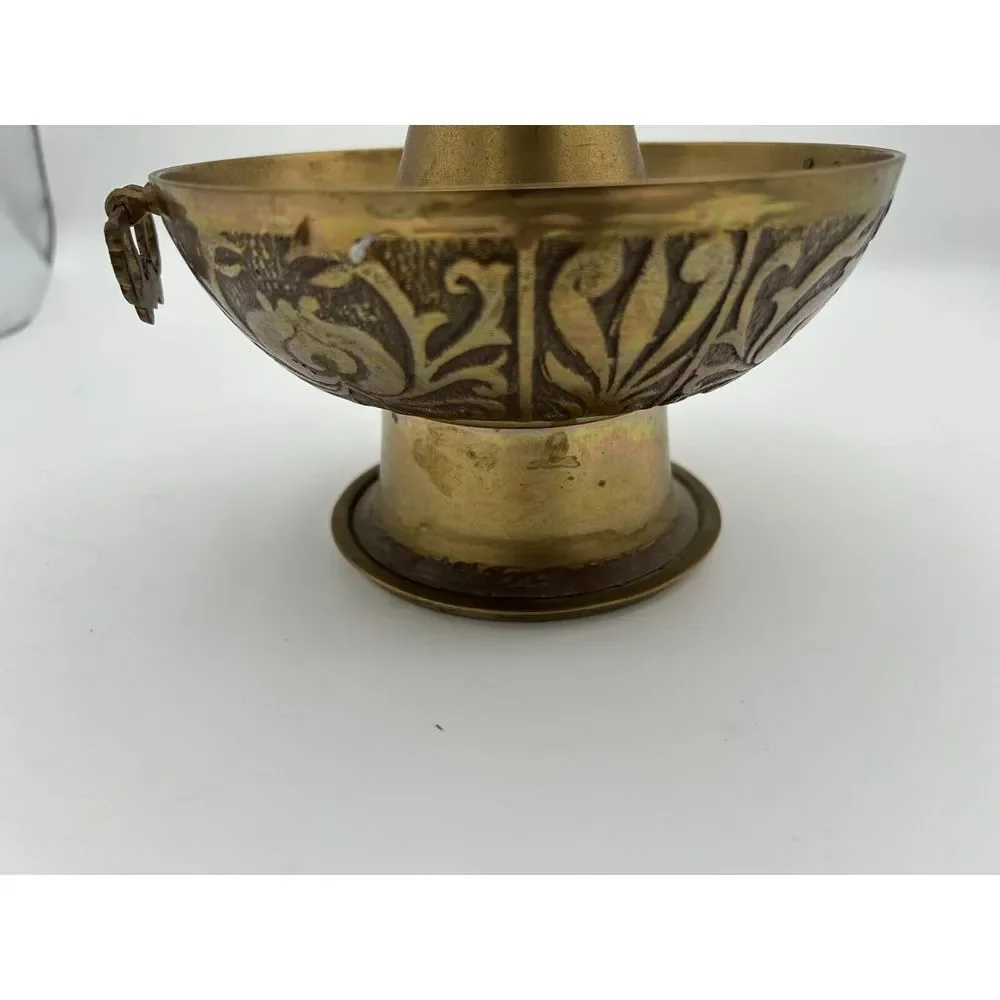 Vintage Korean Brass Hot Pot Brazier‎ Steamer Grill Floral Design Parts only