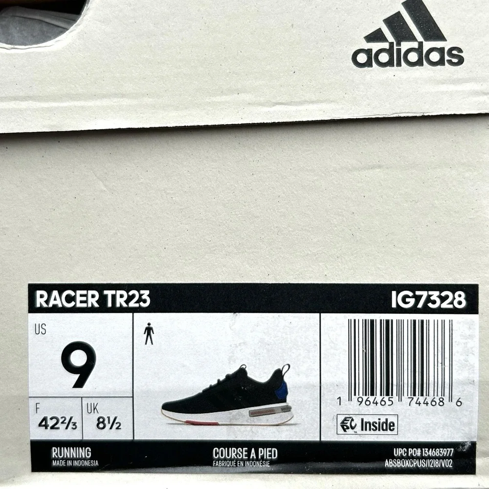 Adidas Racer TR23 Cloudform Mens Running Shoes‎ Size 9 Gray/Black Lace Up IG7328