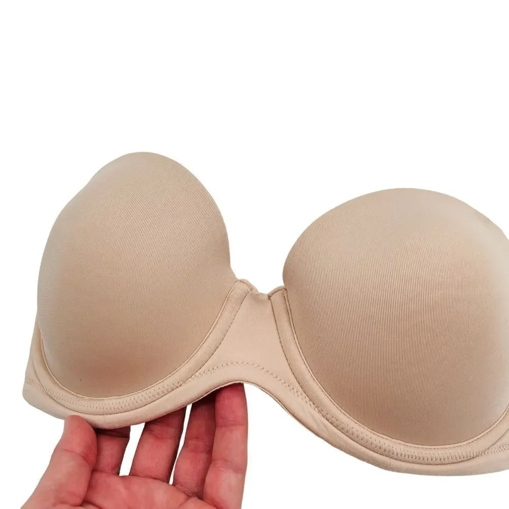 Wacoal red carpet beige underwire lined strapless bra size 30DD