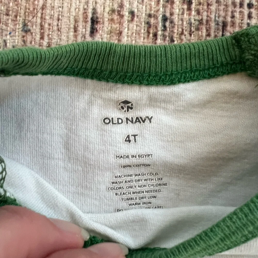 Old Navy Green and White Long Sleeve Tee with Yellow Number