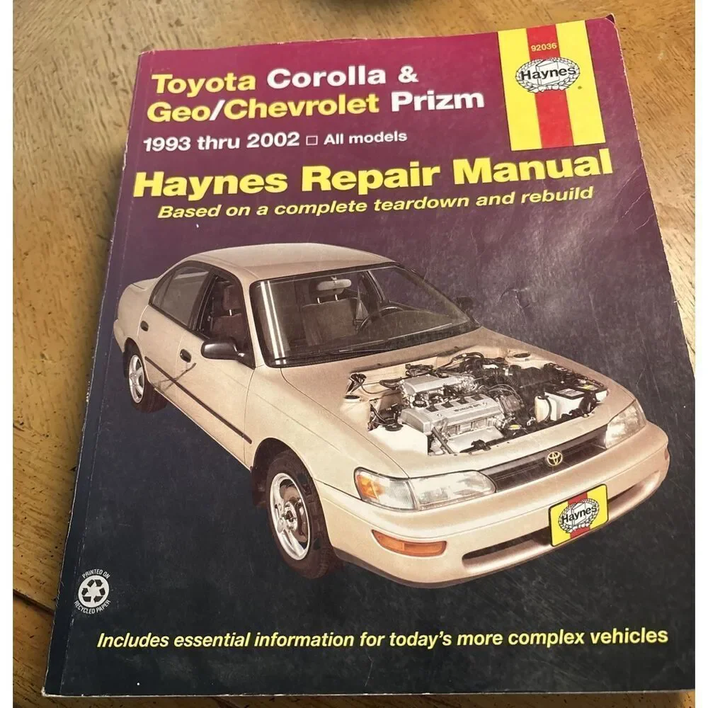 Haynes Publications 1993 Thru 2002 Repair Manual Toyota Corolla,Geo & Chev Prizm
