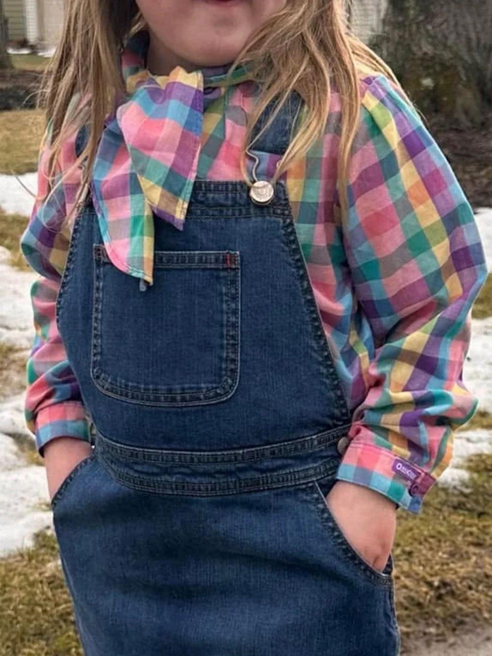 Vintage Oshkosh Tie Neck Button Up Blouse Top Girls Kids
