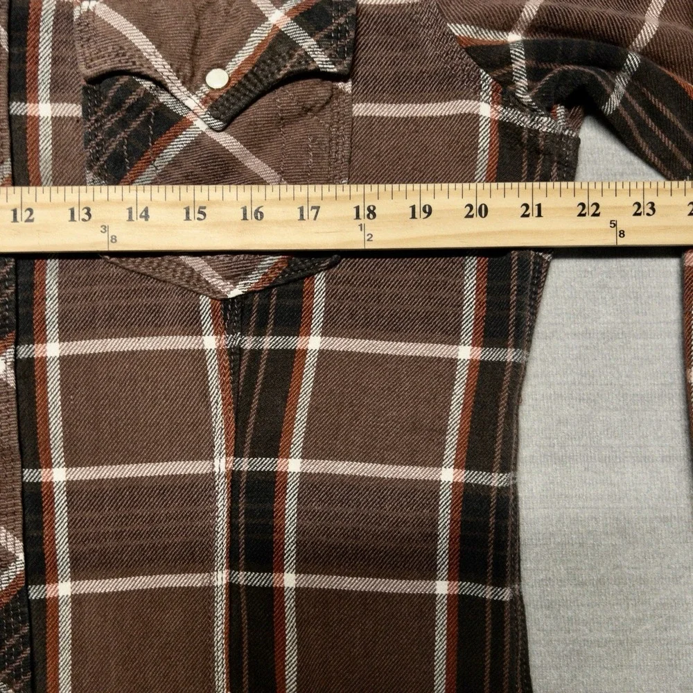 True‎ Religion Flannel Shirt Mens XL Blue Plaid Pearl Snap Western Long Sleeve