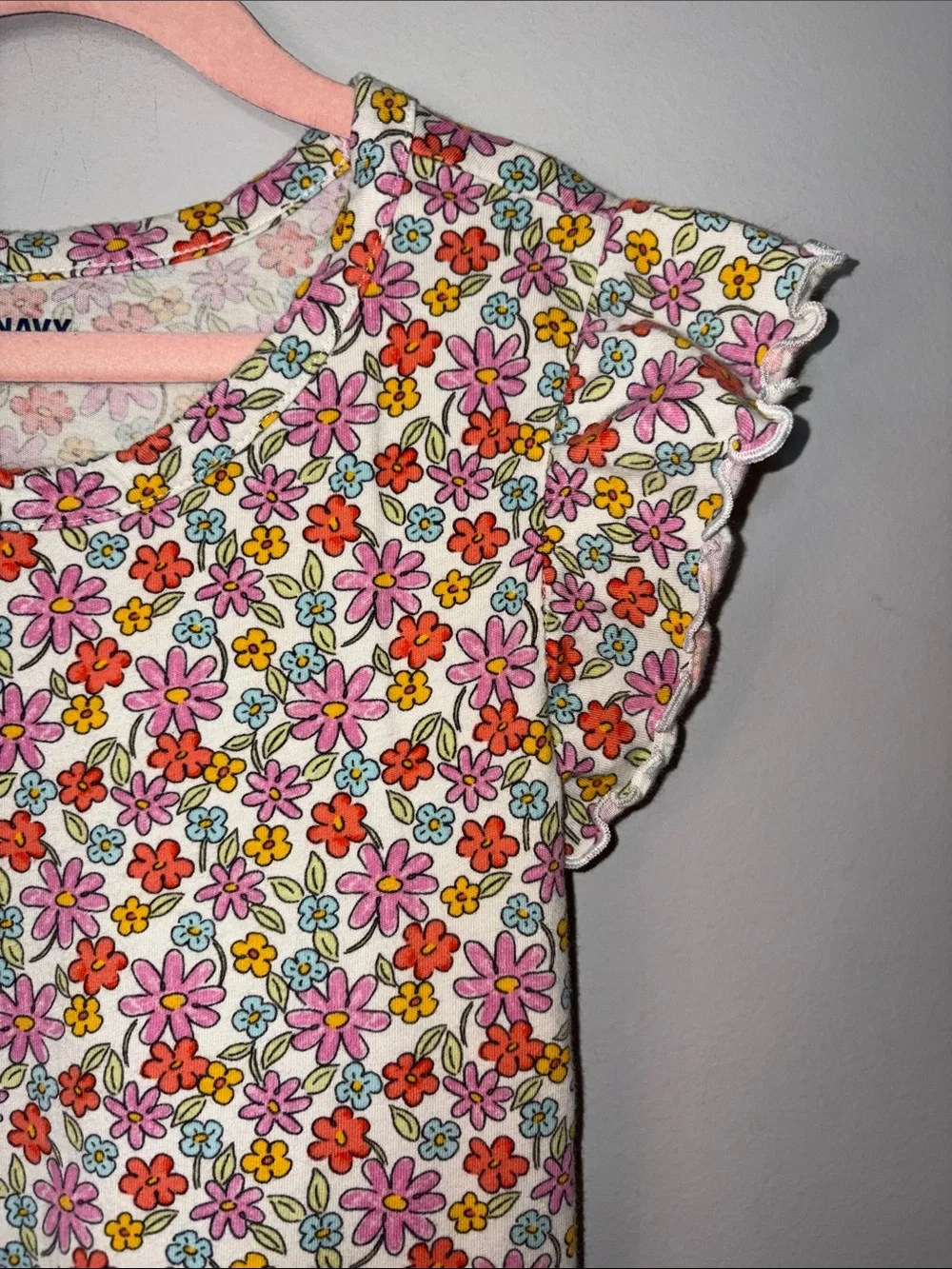 Old Navy White Floral Ruffle-Sleeve Girls' Dress Youth L