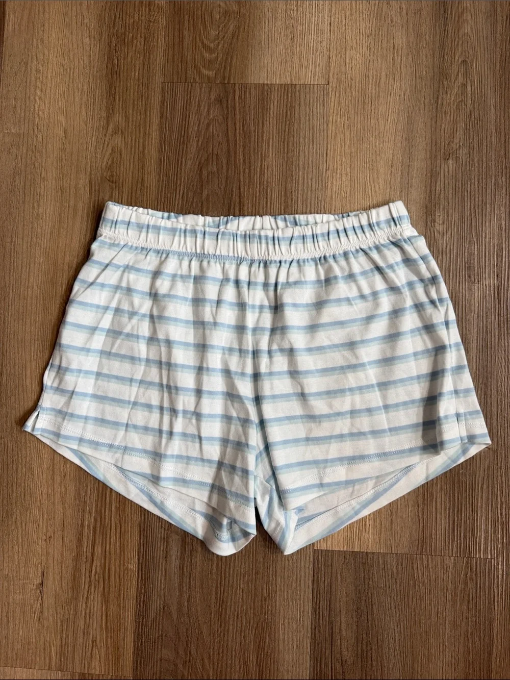 NEW LAKE Pajama Shorts Blue White Striped Sleepwear Pima Cotton Pants Size XS