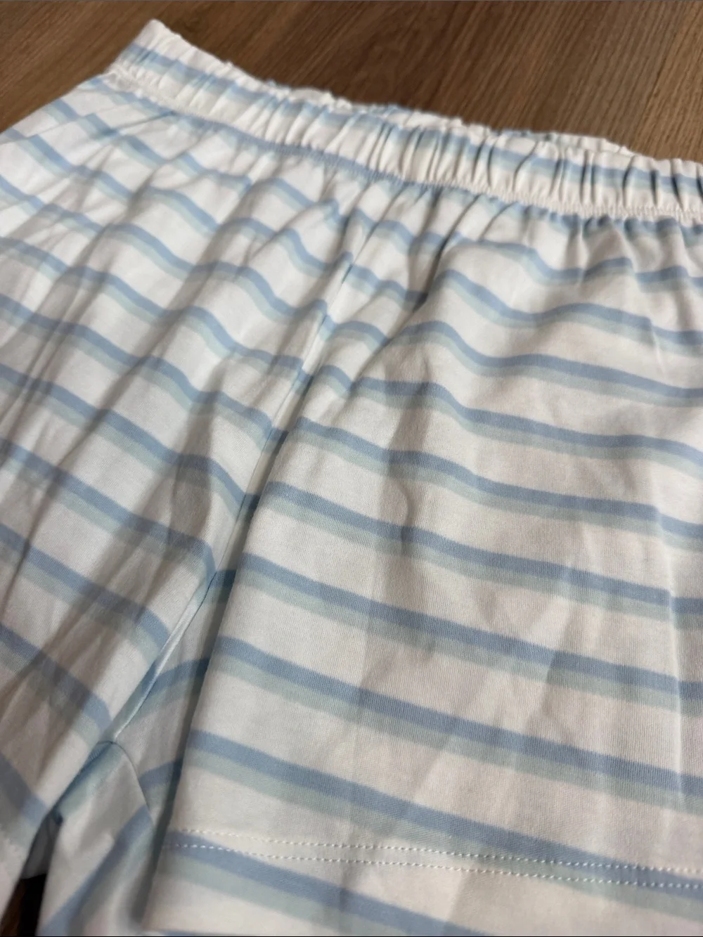 NEW LAKE Pajama Shorts Blue White Striped Sleepwear Pima Cotton Pants Size XS