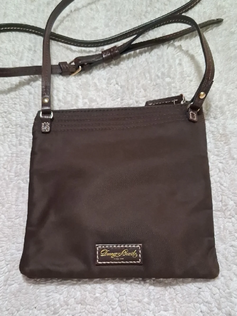 Dooney & Bourke Dark Brown Nylon Crossbody Bag with Duck Accent