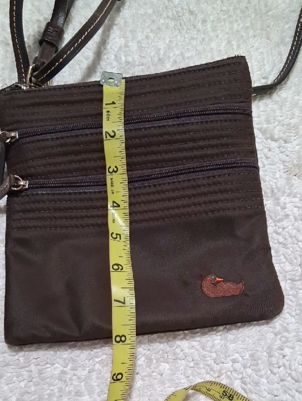 Dooney & Bourke Dark Brown Nylon Crossbody Bag with Duck Accent