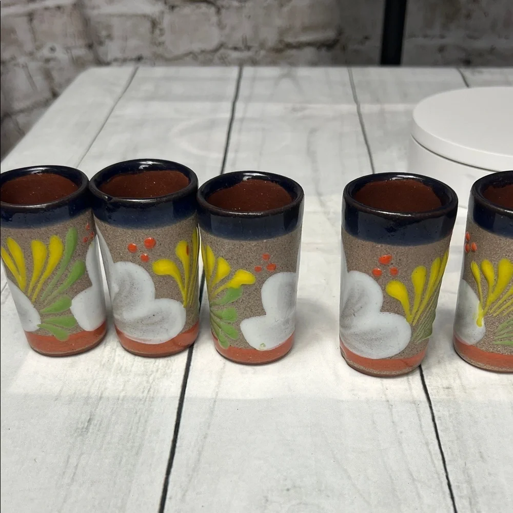 🌵 Set of 5 Hand-Painted Mexican Shot Glasses – Hecho en Mexico Pottery