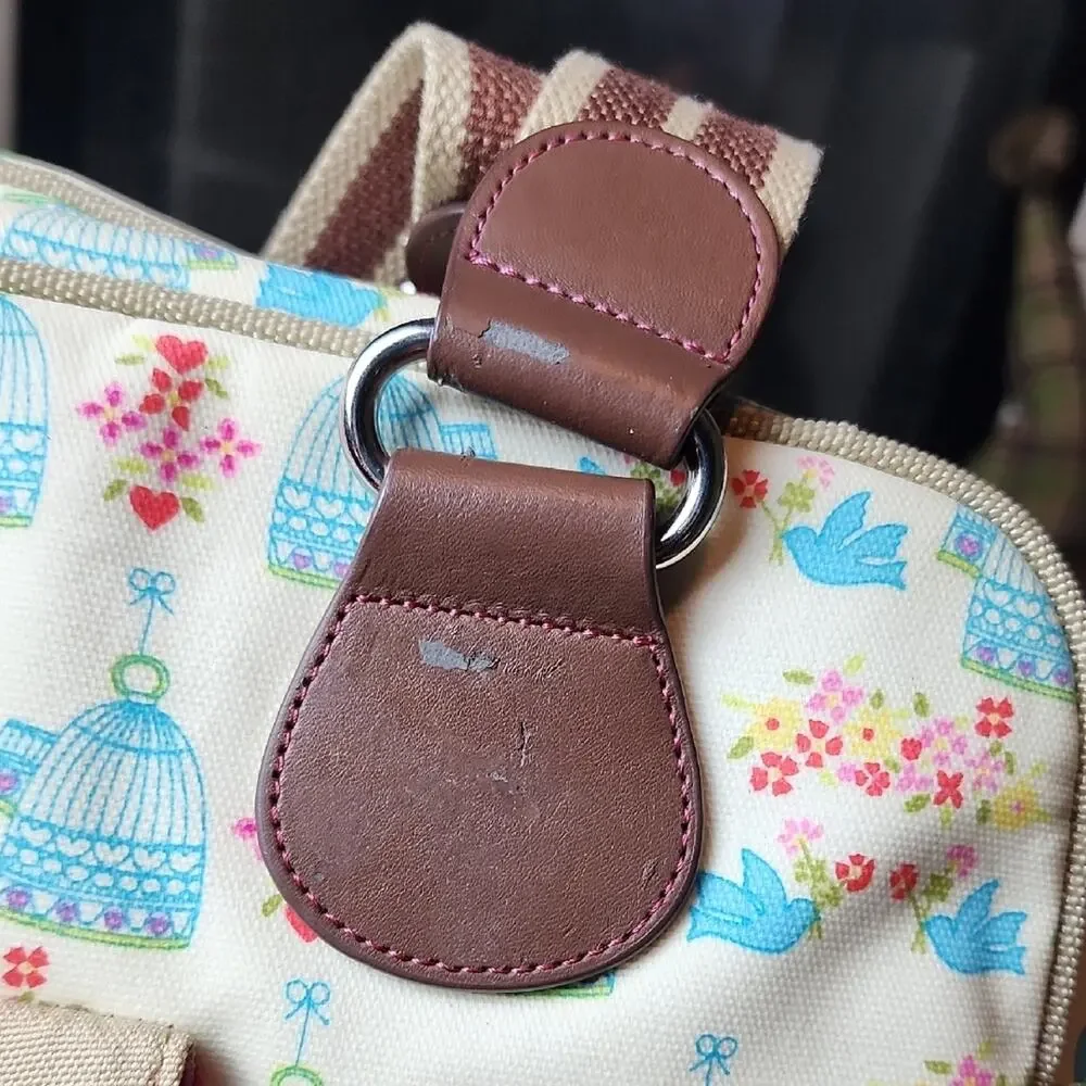 PINK LINING |‎ Yummy Mummy Cream and Brown Floral Blue Birds Baby Diaper Bag