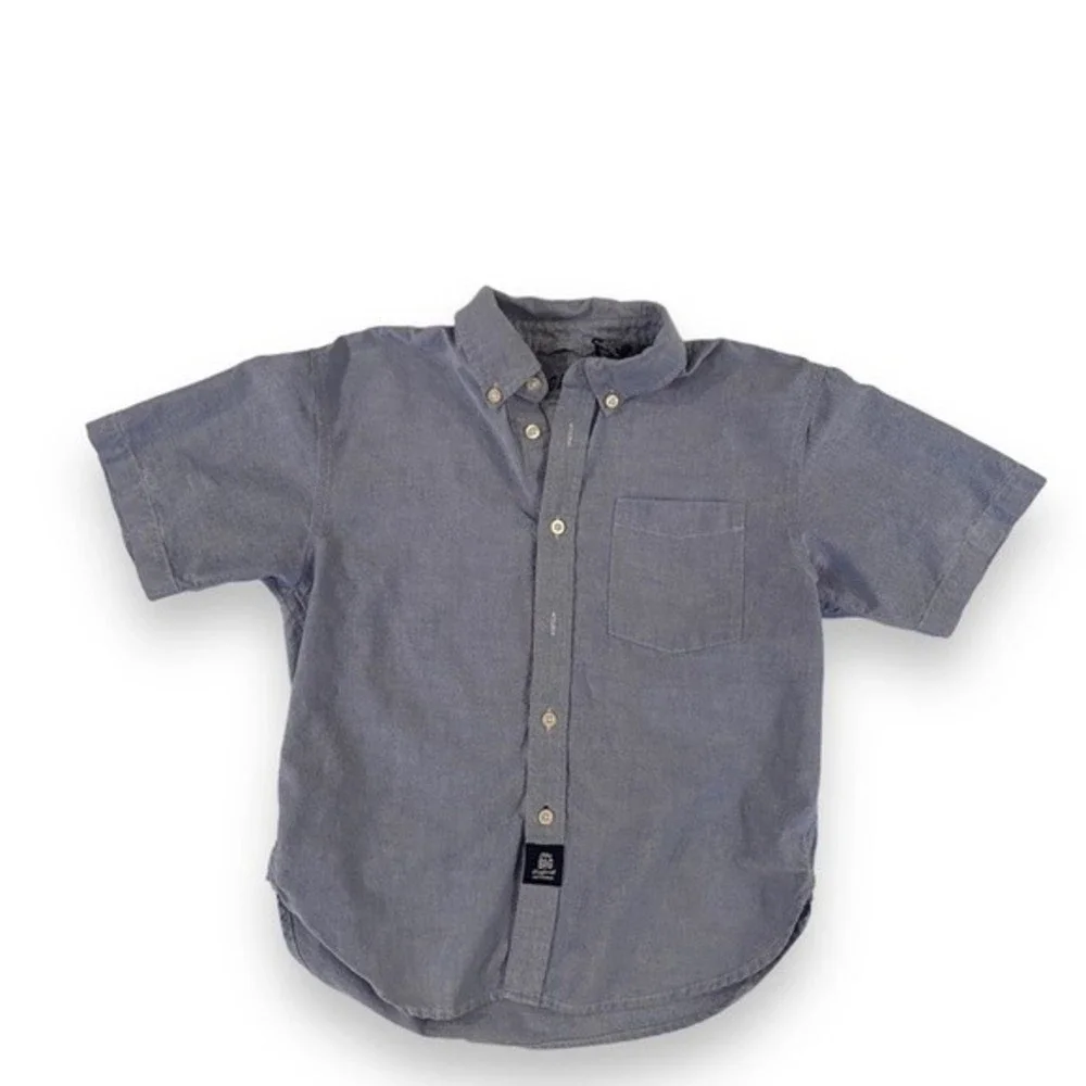 Gap Youth Boys Blue Short Sleeve Button Down Shirt | Size Medium (7/8)