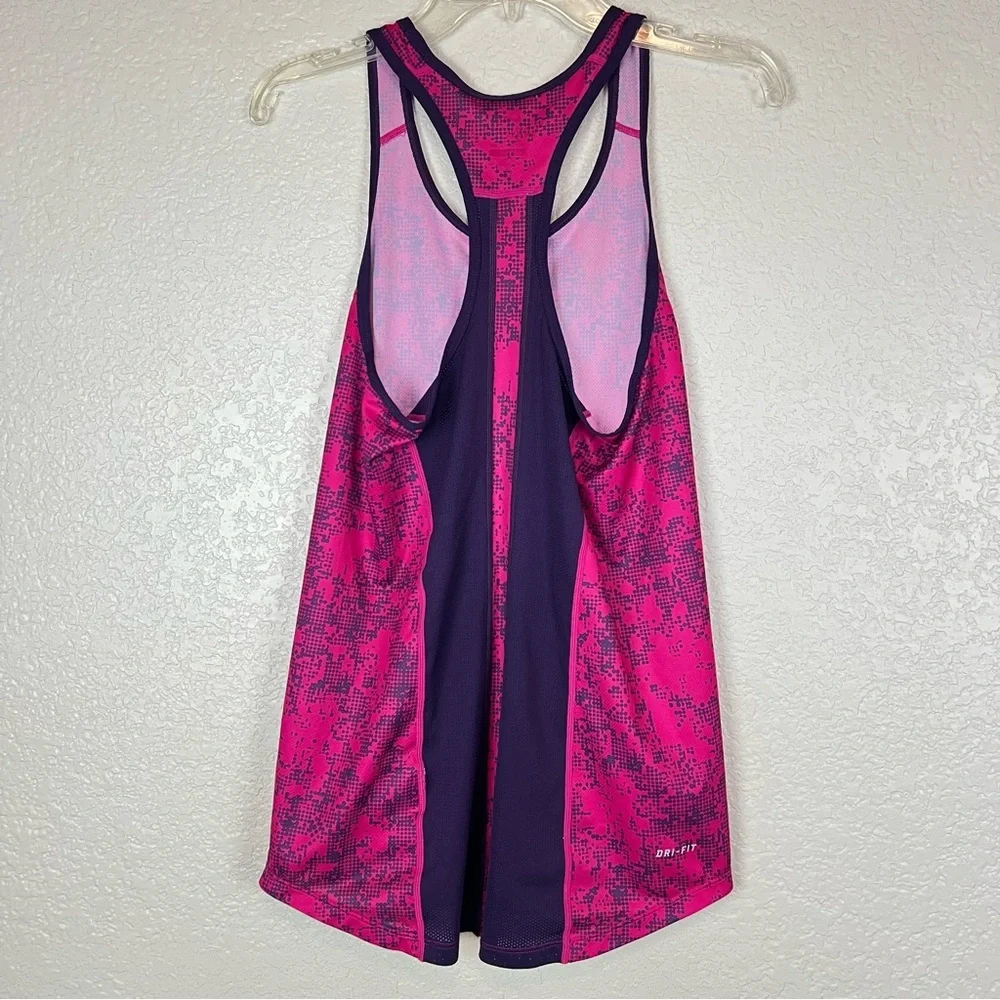 Nike Dri Fit Pink Navy Blue Print Racerback Tank size XS