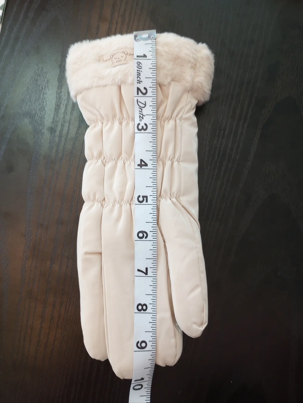 Cream Waterproof Touchscreen Fleece Lined Gloves with Faux Fur Cuff