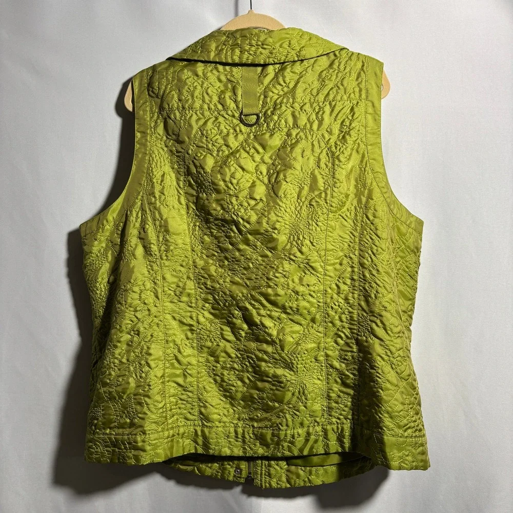 CJ Banks Green Quilted Zip Vest 2X Iridescent‎ Boho Casual Comfort Outdoor