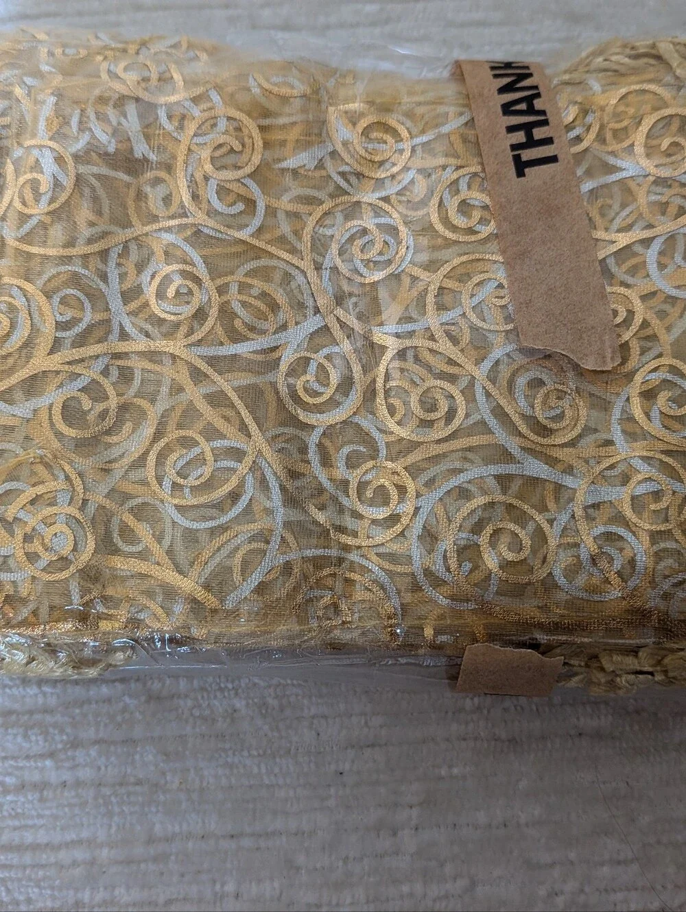 Gold Organza Drawstring Bags - Qty 50 Swirl Pattern
