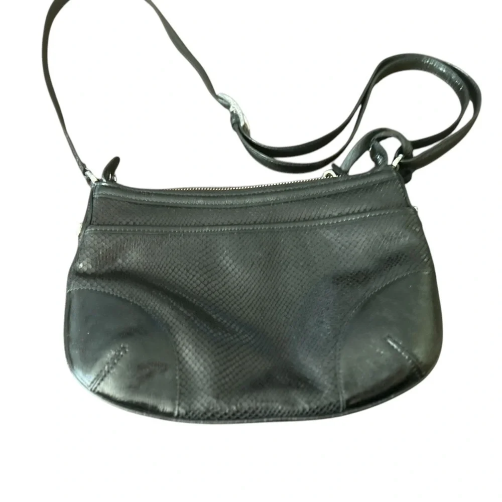 Brighton Women's Black Snakeskin Embossed Leather‎ Hobo Bag Purse