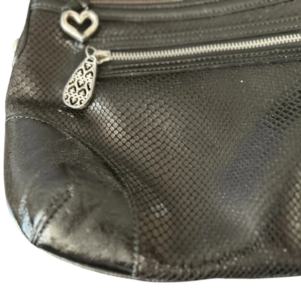 Brighton Women's Black Snakeskin Embossed Leather‎ Hobo Bag Purse