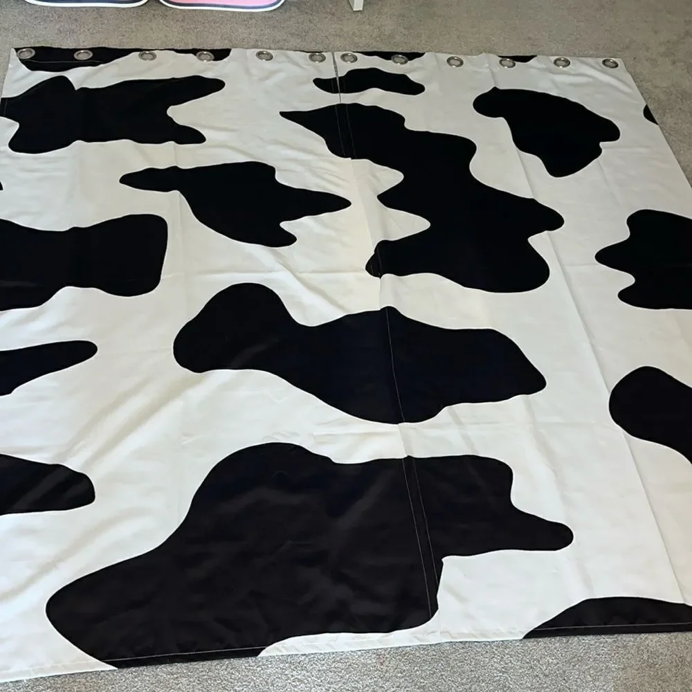 set of 2 Novelty Bovine Black & White Chick fil a Cow pattern Curtains 84” x 42”