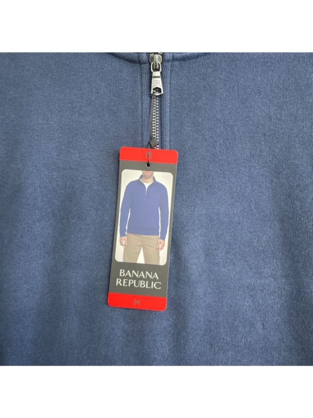 Banana Republic Men's M Navy Half-Zip Pullover Sweatshirt Cotton-Blend N1476