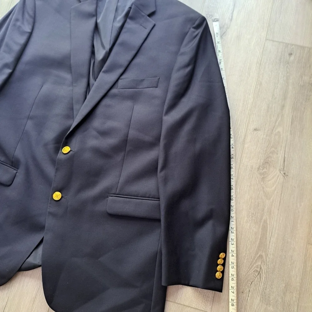 Lauren Ralph Lauren Blazer Mens 44L Navy Wool Gold Button Sport Coat Jacket