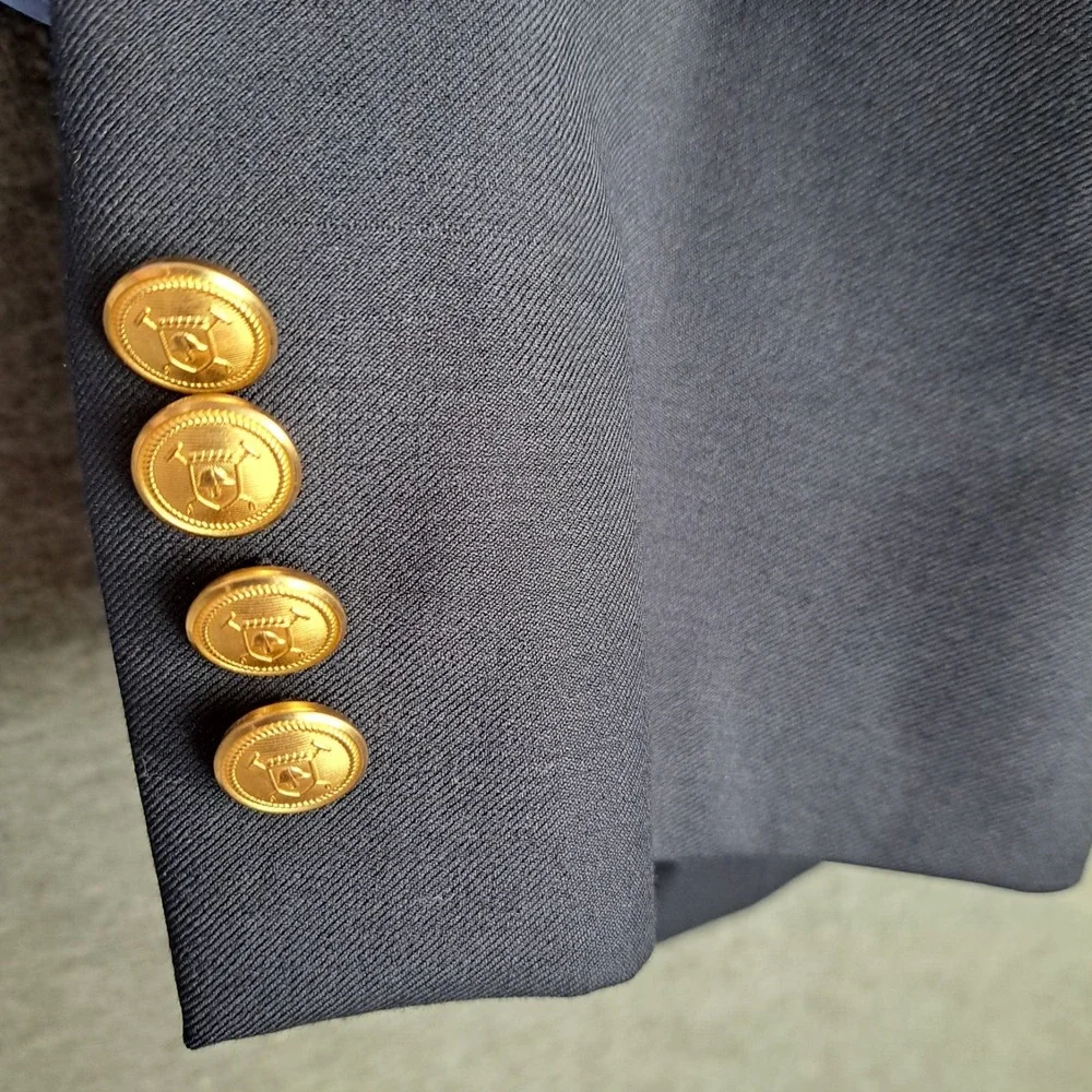 Lauren Ralph Lauren Blazer Mens 44L Navy Wool Gold Button Sport Coat Jacket