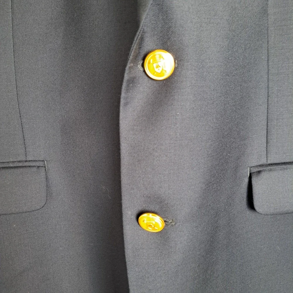 Lauren Ralph Lauren Blazer Mens 44L Navy Wool Gold Button Sport Coat Jacket