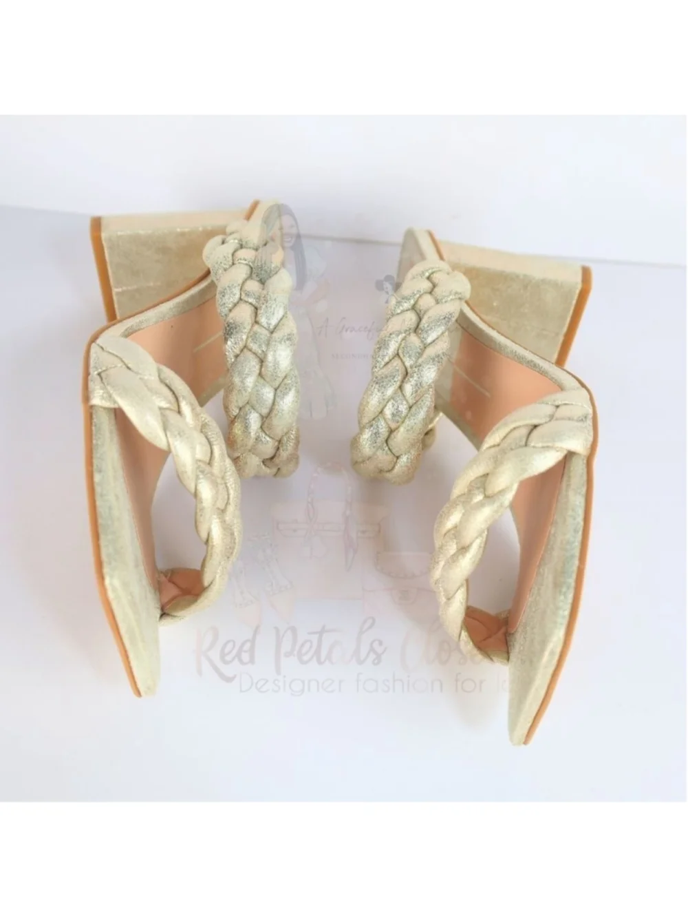 Dolce Vita Paily Stella Braided Heeled Sandals Metallic Light Gold Size 10- 0282