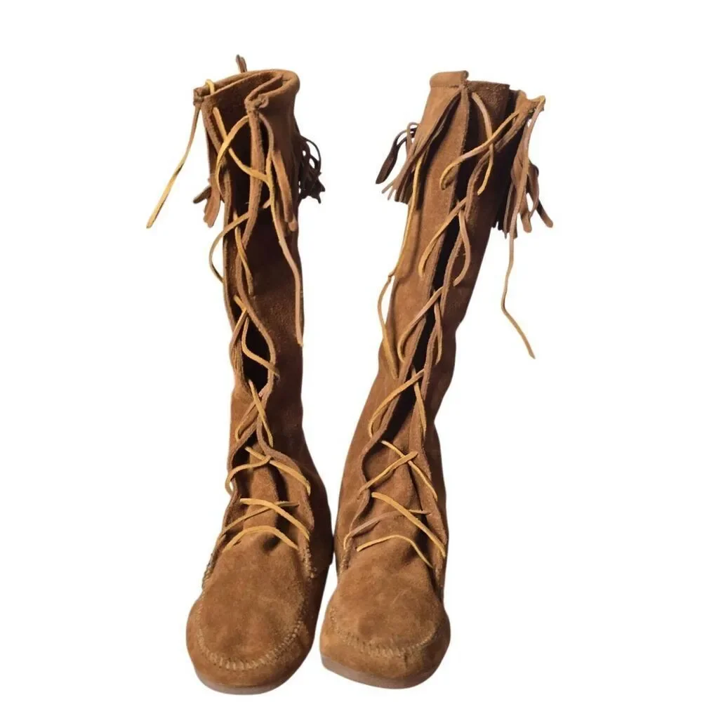 Minnetonka Front Lace Knee High Boot