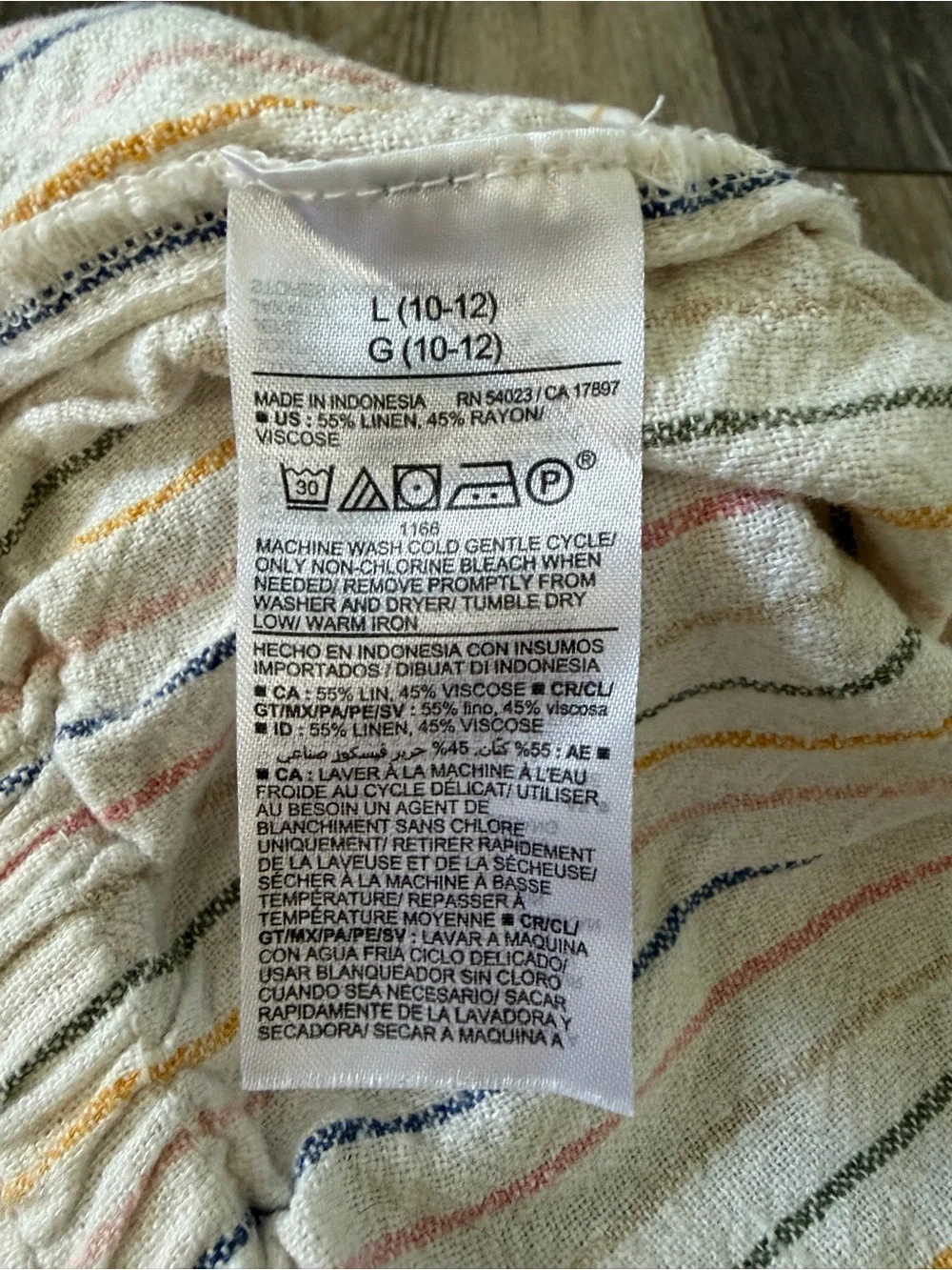 Old Navy Girls Linen Cream Multi-Stripe Button-Front Romper