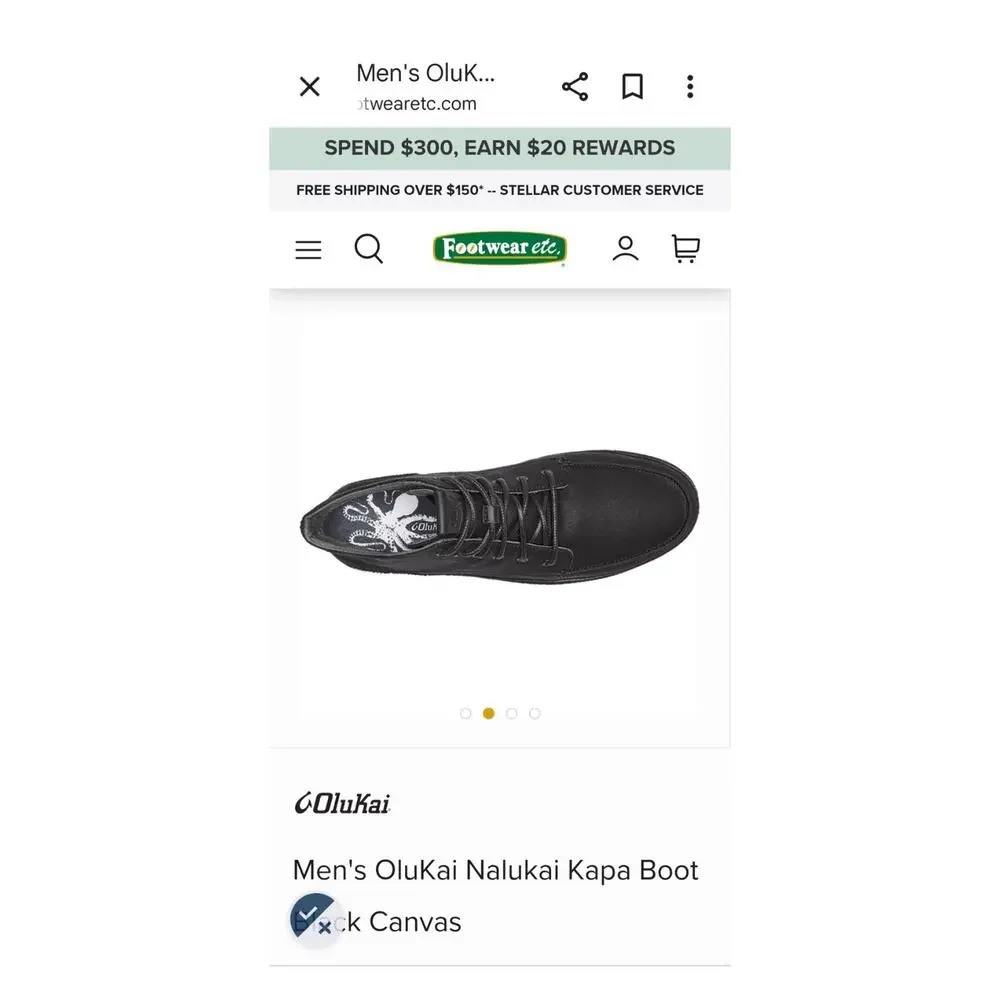 Olukai Nalukai Kapa Boots Men 9.5 Ankle Canvas Lace Up Black Shoes High Top